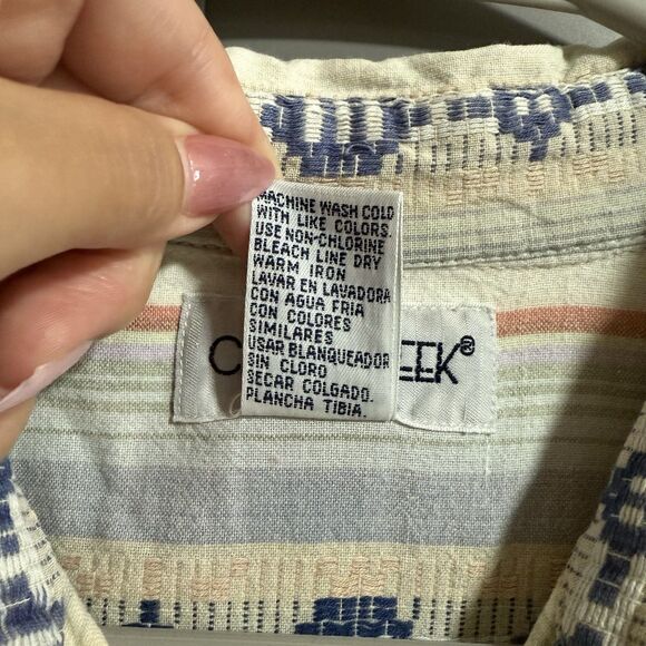 Cabin Creek Stripe Short Sleeve Button Up Western Square Button Shirt XL Boots - Picture 7 of 7